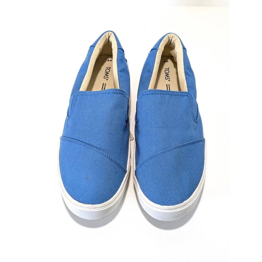 Toms Luca Blue Canvas Slip On Sneakers - Size 9 Womens